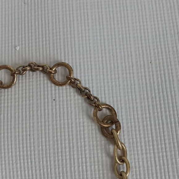 J. Crew Gold Toned Rhinestone Encrusted Metal Cable Link Choker Style Necklace - Picture 8 of 10
